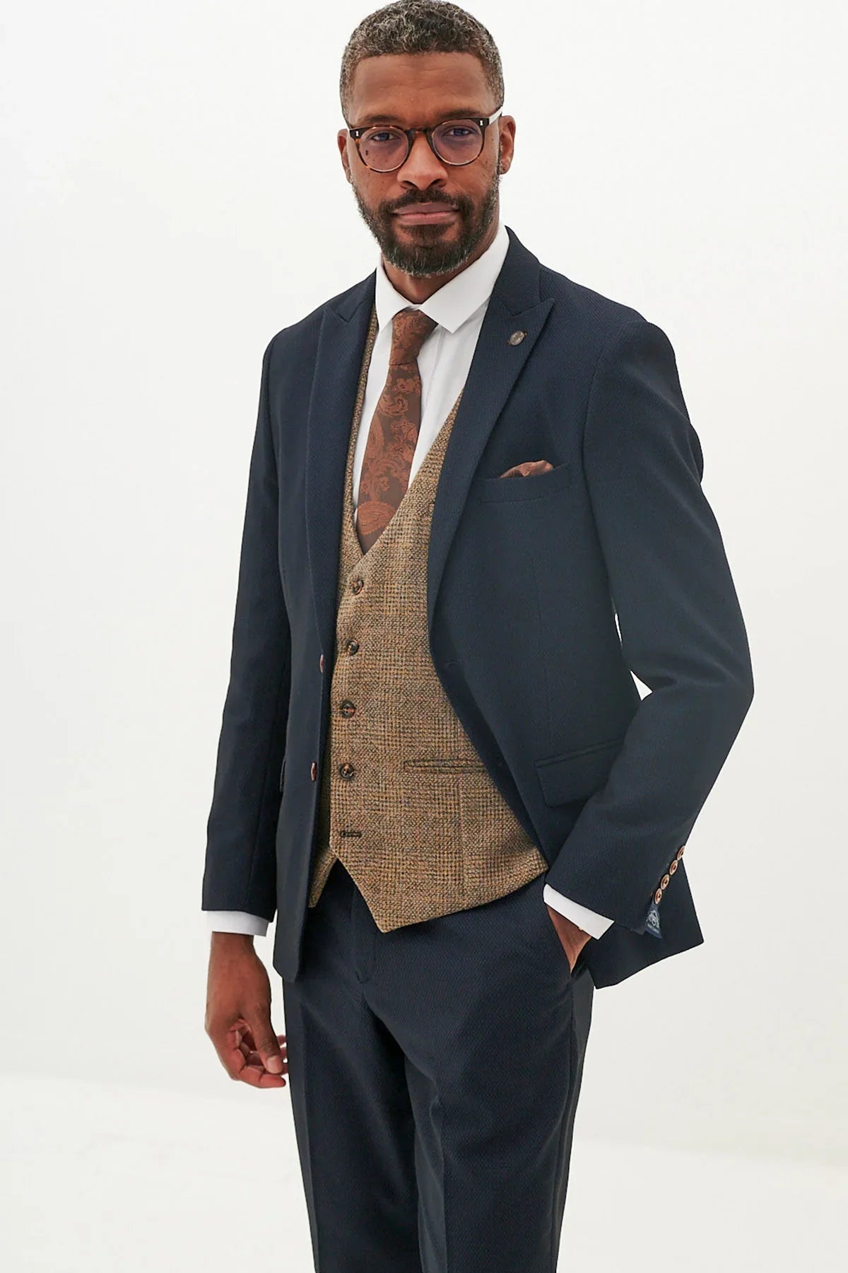 Trojdielny pánsky oblek – Marc Darcy Max Navy Mix and Match