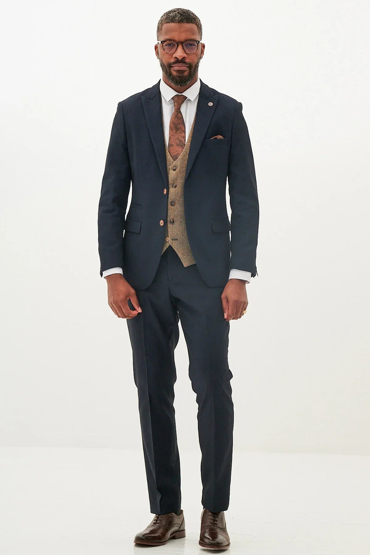 Trojdielny pánsky oblek – Marc Darcy Max Navy Mix and Match