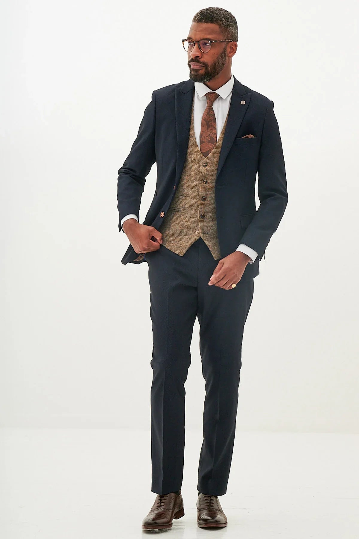 Trojdielny pánsky oblek – Marc Darcy Max Navy Mix and Match