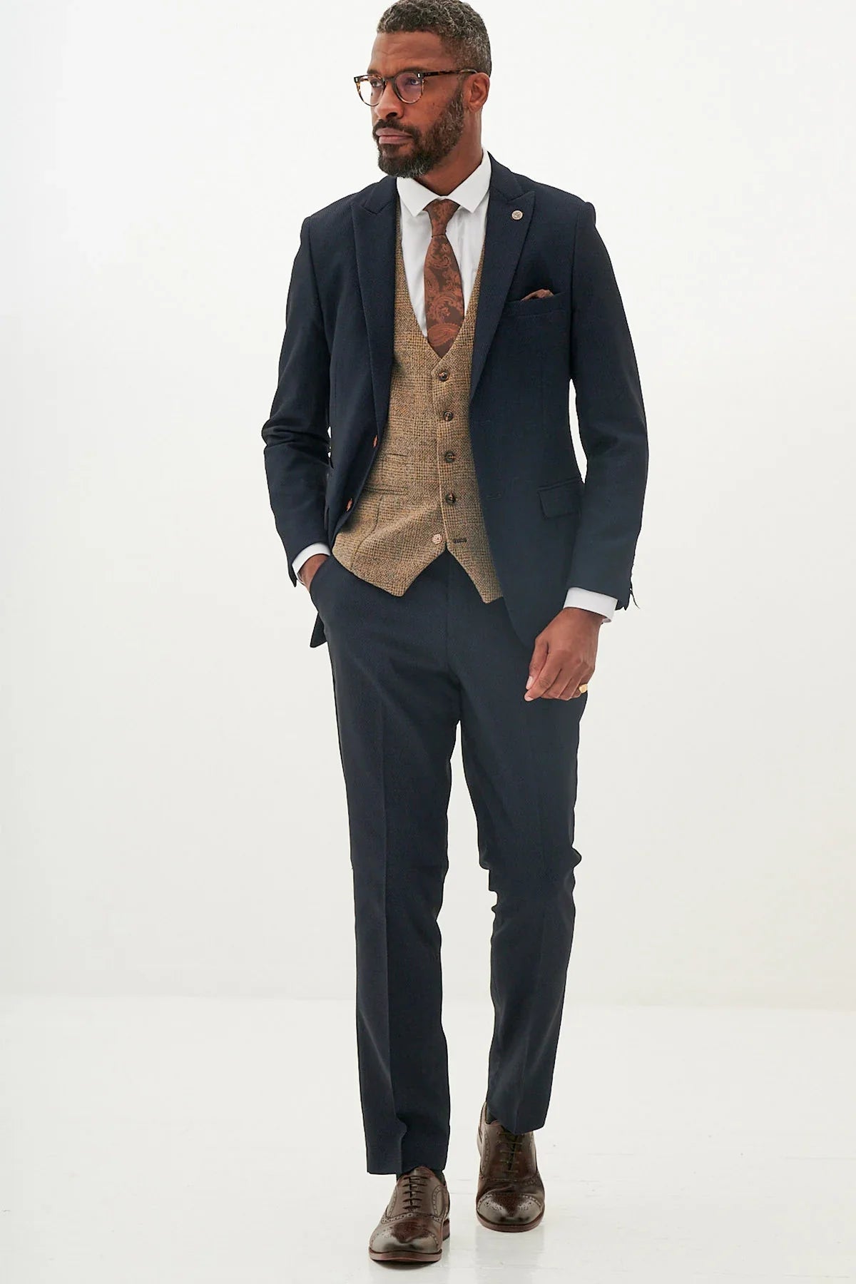 Trojdielny pánsky oblek – Marc Darcy Max Navy Mix and Match