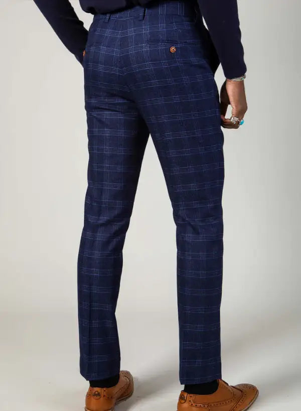 2-delig Blauw pak met ruit - Marc Darcy Chigwell tweedsuit
