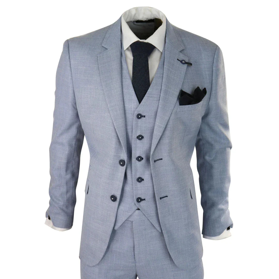 Trojdielny oblek Cavani Miami Sky slim fit - trojdílny oblek