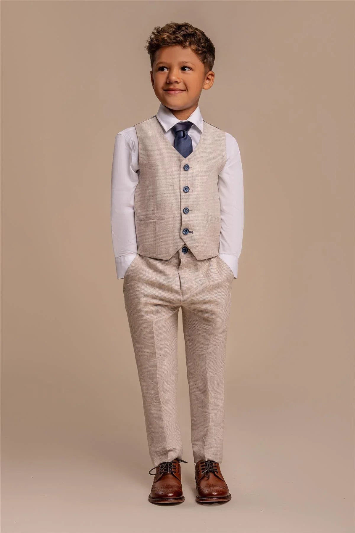 Trojdielny oblek pre deti – Caridi Beige