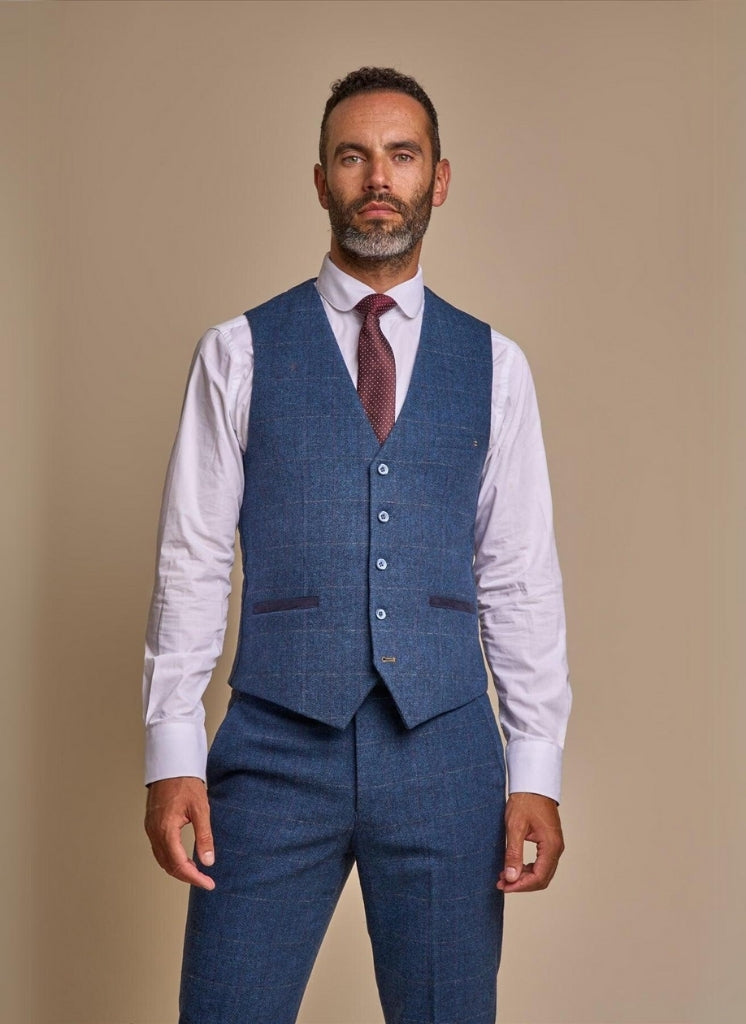 Cavani - Gilet Peaky Style Carnegi Navy Tweed