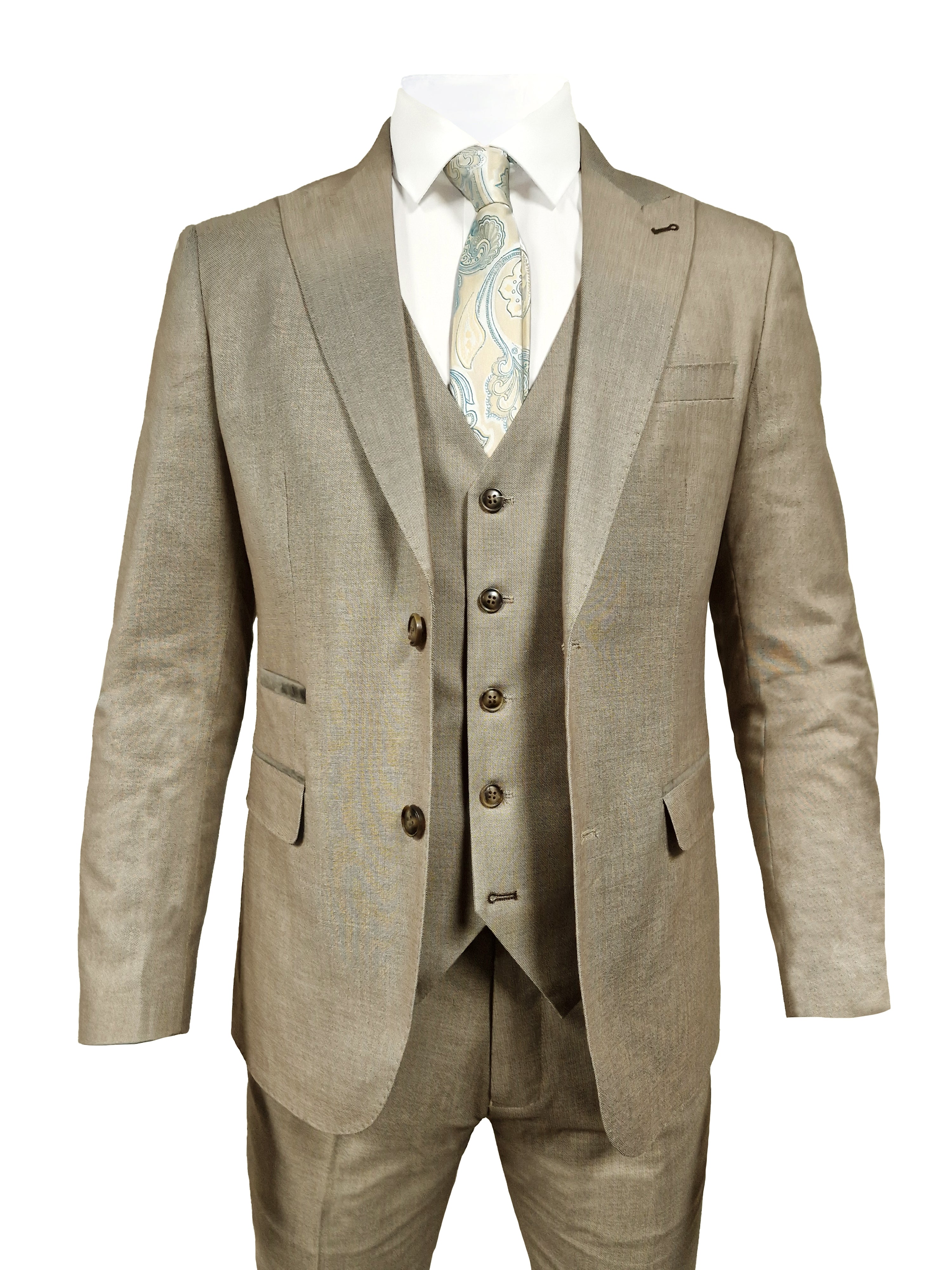 CASTLESON Major - Trojdielny pánsky oblek Beige