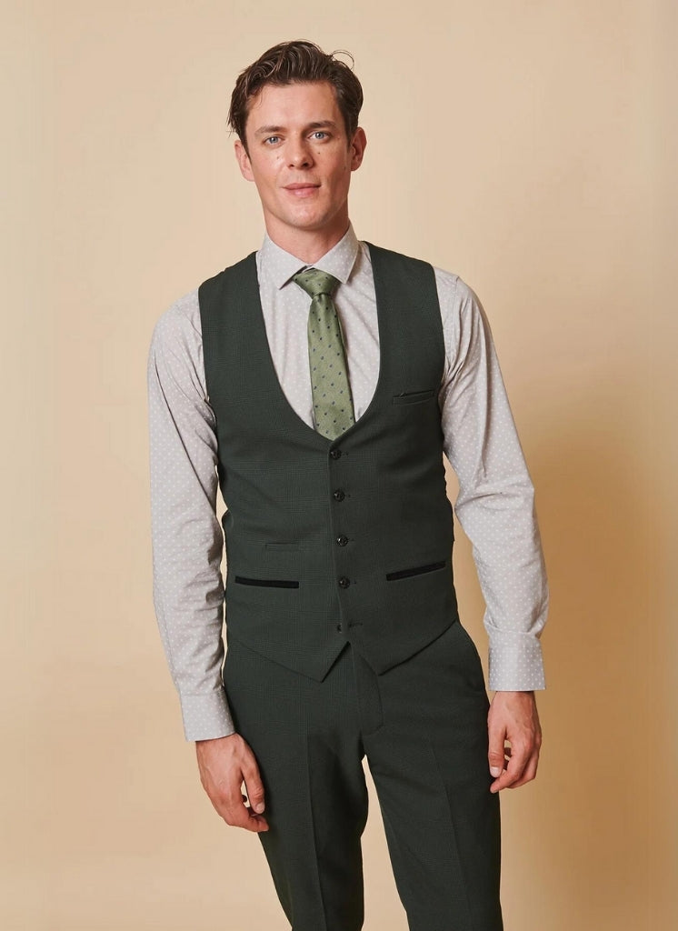 Marc Darcy - Gilet Ruitpatroon Bromley Olive Green