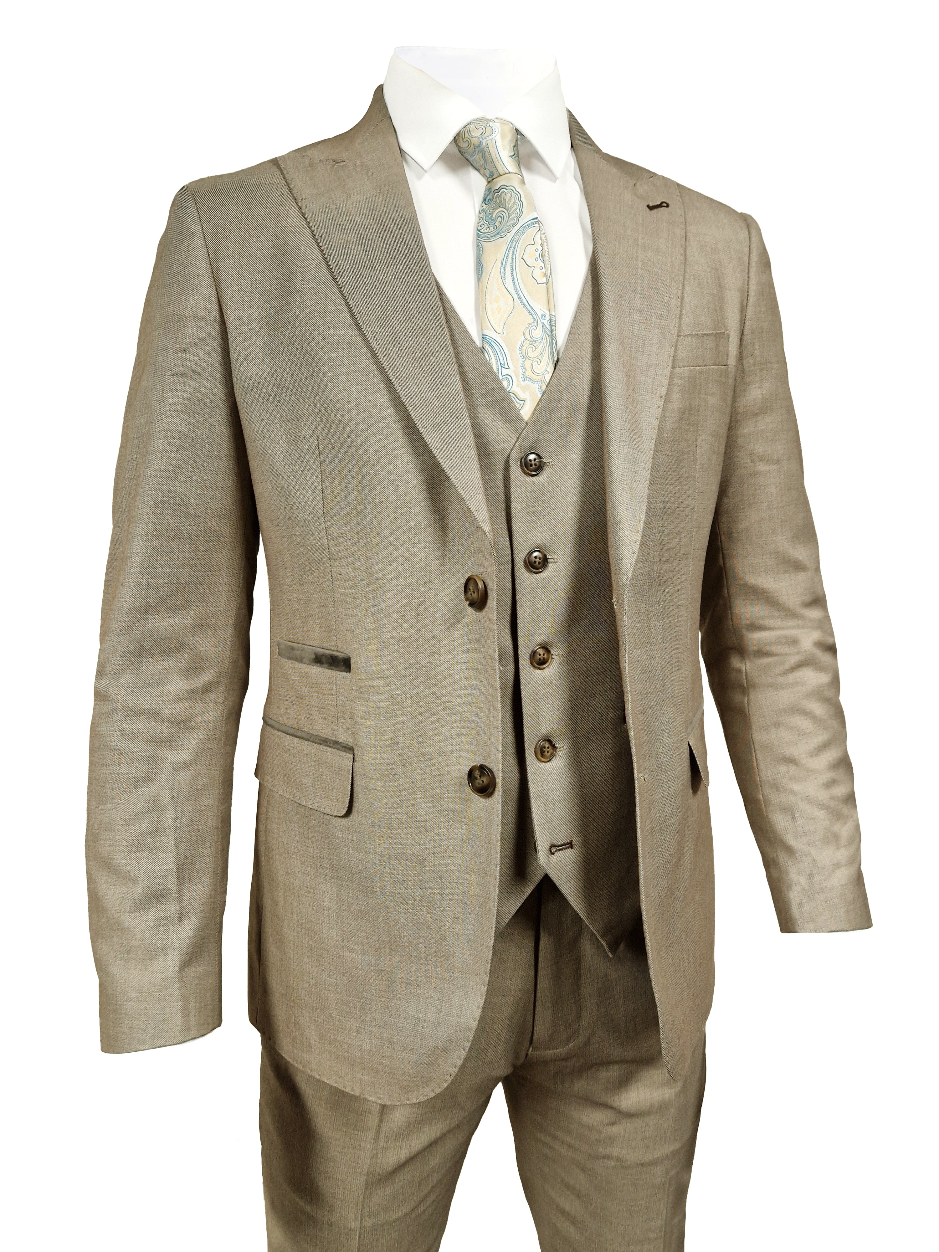 CASTLESON Major - Trojdielny pánsky oblek Beige
