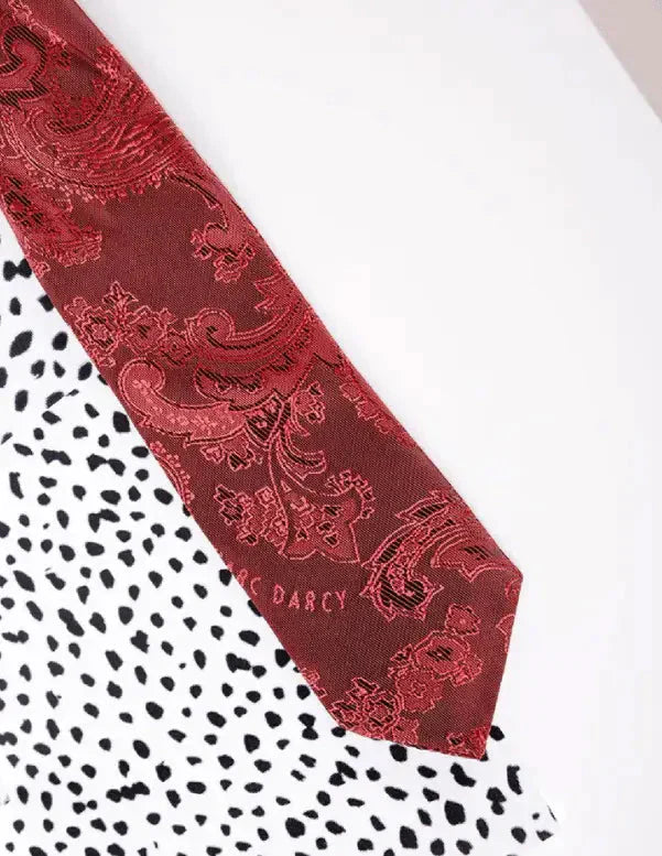 Detská kravata s paisley vzorom v vínovej farbe - detská kravata
