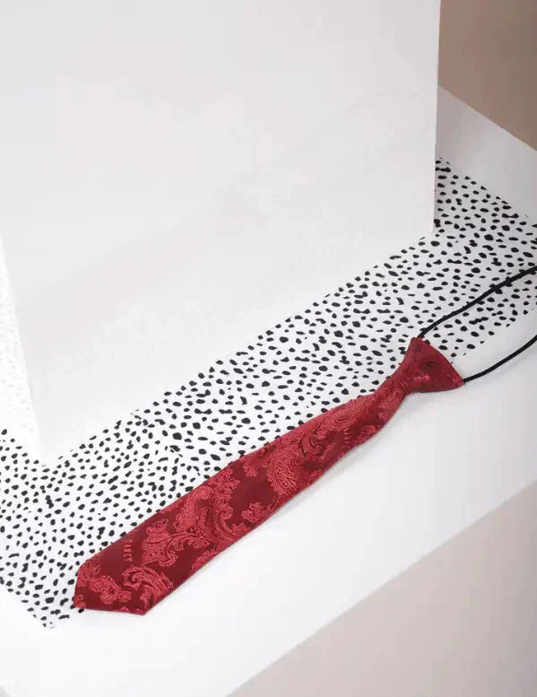 Detská kravata s paisley vzorom v vínovej farbe - detská kravata
