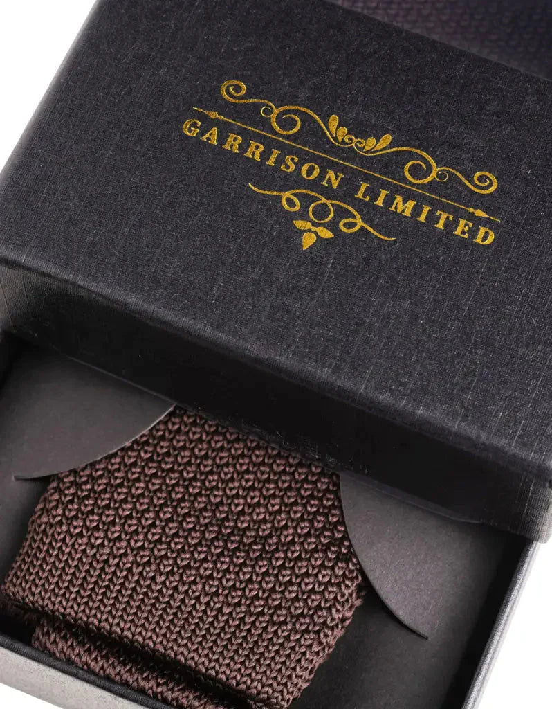 Kravata hnedá pletená - Garrison Limited tmavo hnedá - kravata