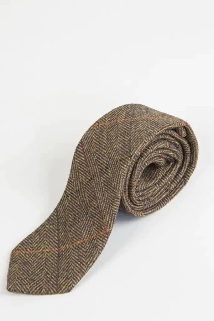 Kravata Marc Darcy Tan Multi Tonal Check Print Tweed