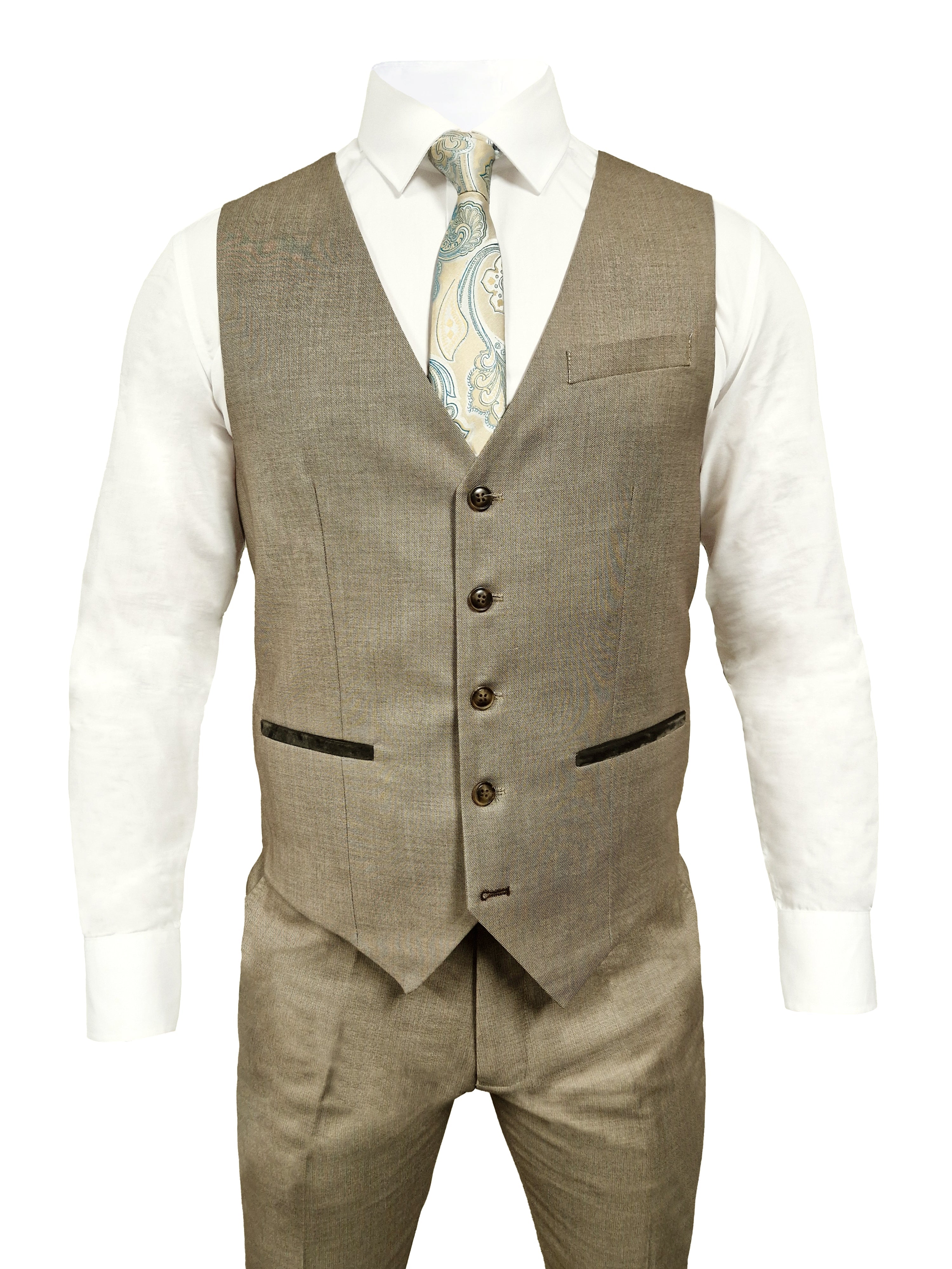 CASTLESON Major - Trojdielny pánsky oblek Beige
