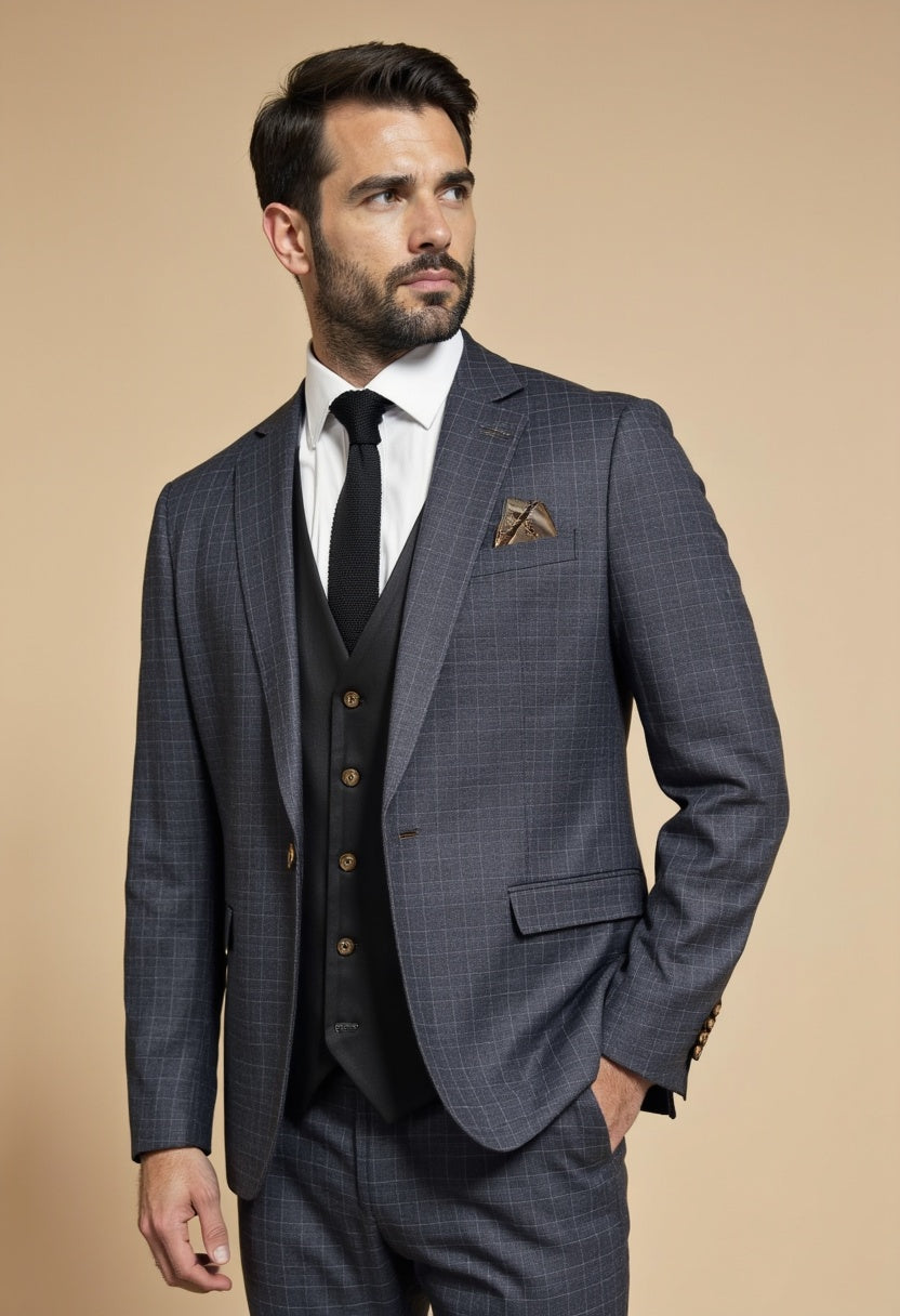 CASTLESON Phantom – Trojdielny pánsky oblek Grey Mix & Match