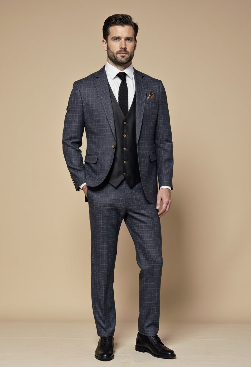 CASTLESON Phantom – Trojdielny pánsky oblek Grey Mix & Match