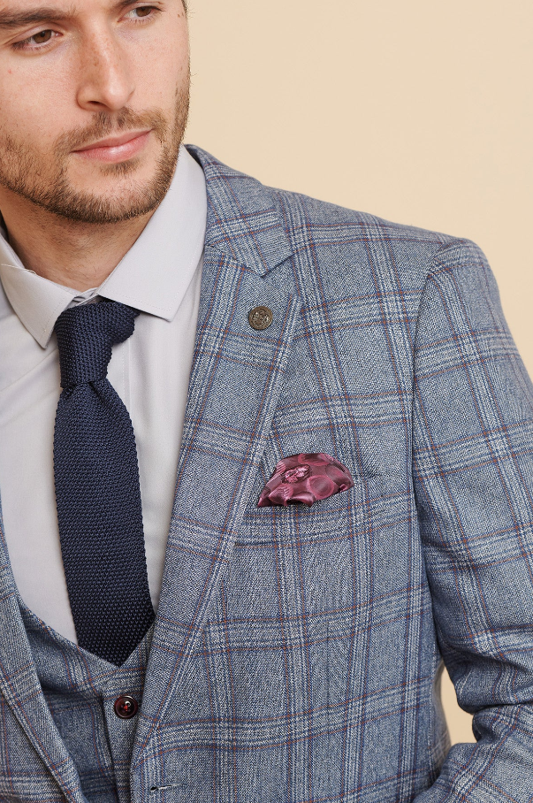 Modré oblečenie s kockami - Abbott modrý károvaný tweed