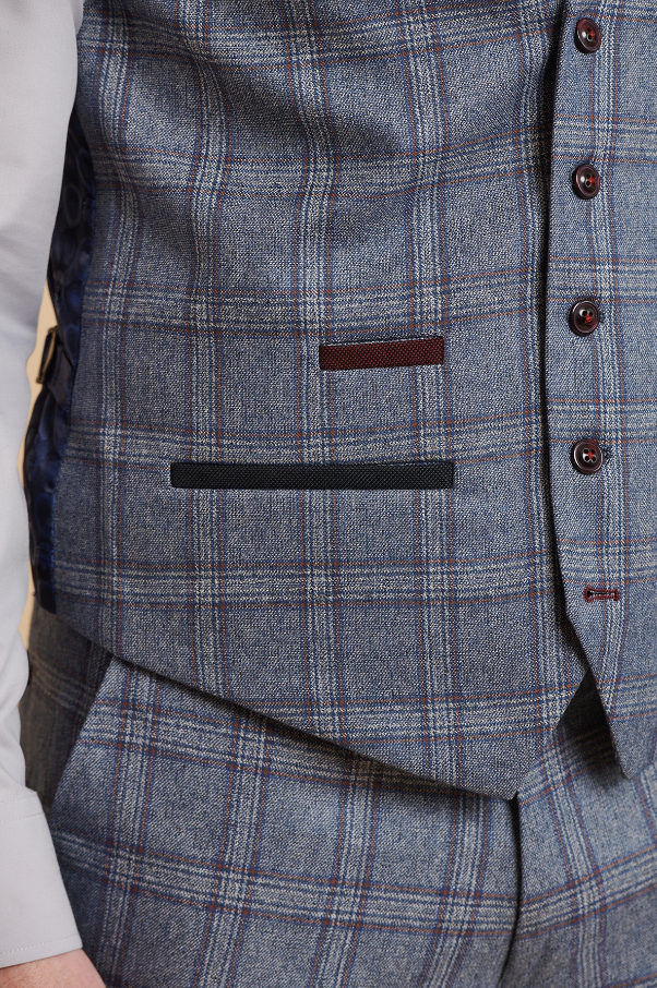Modré oblečenie s kockami - Abbott modrý károvaný tweed