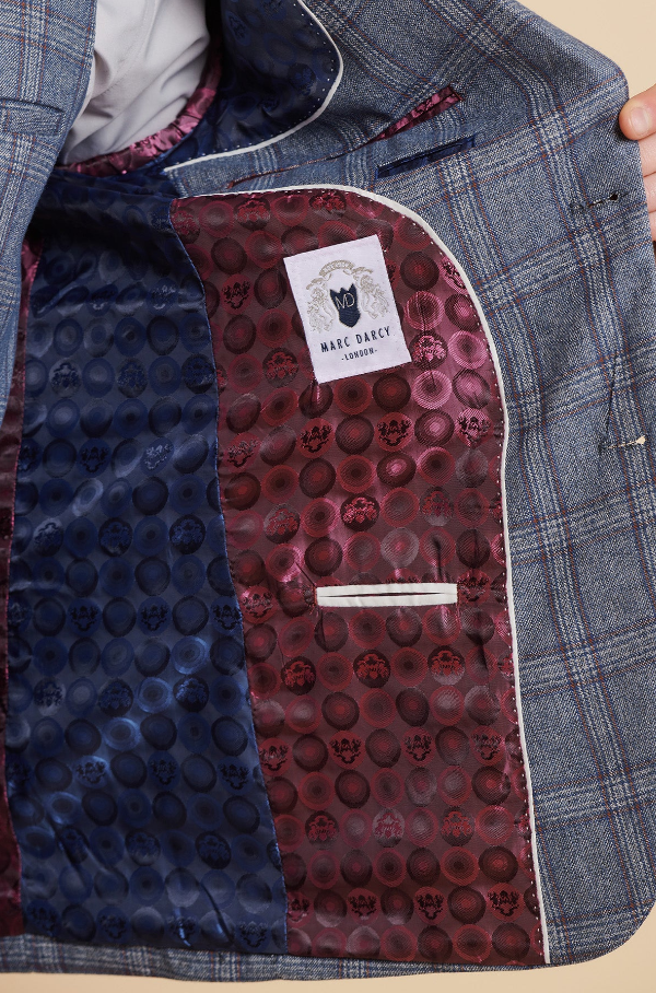 Modré oblečenie s kockami - Abbott modrý károvaný tweed