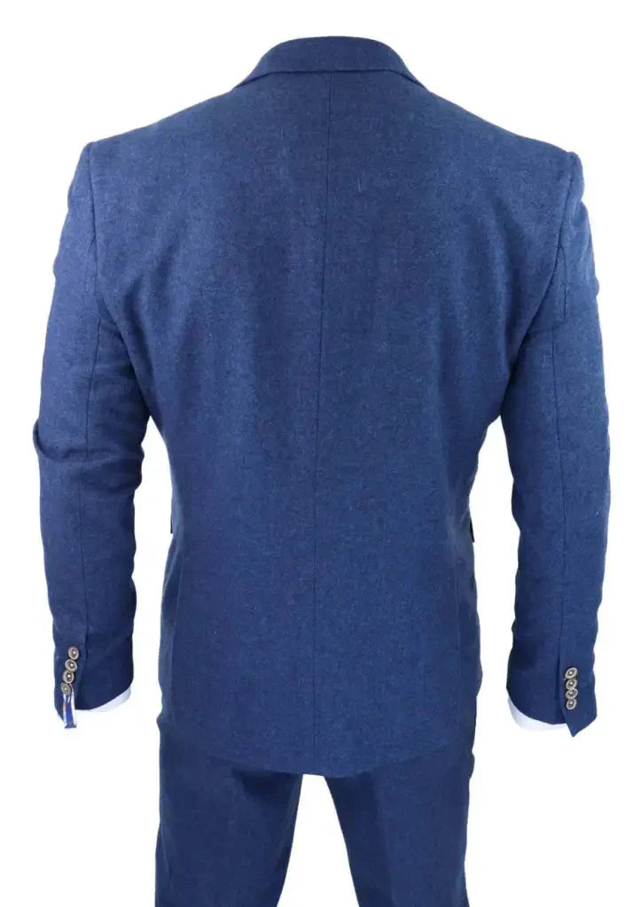 Pánsky oblek Tweed slimfit Orson modrý - trojdielny