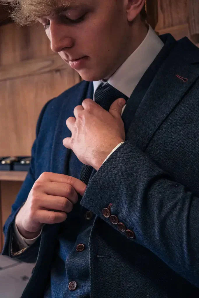 TAVERNY Chief - Pánsky oblek námornícke tweed - trojdielny oblek