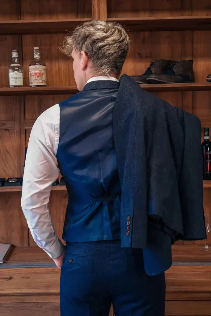 TAVERNY Chief - Pánsky oblek námornícke tweed - trojdielny oblek